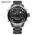 RISTOS Stainless Steel Men Sport Watch Analog Wristwatch Multifunction Fashion Chronograph Watches Relojes Masculino 9338